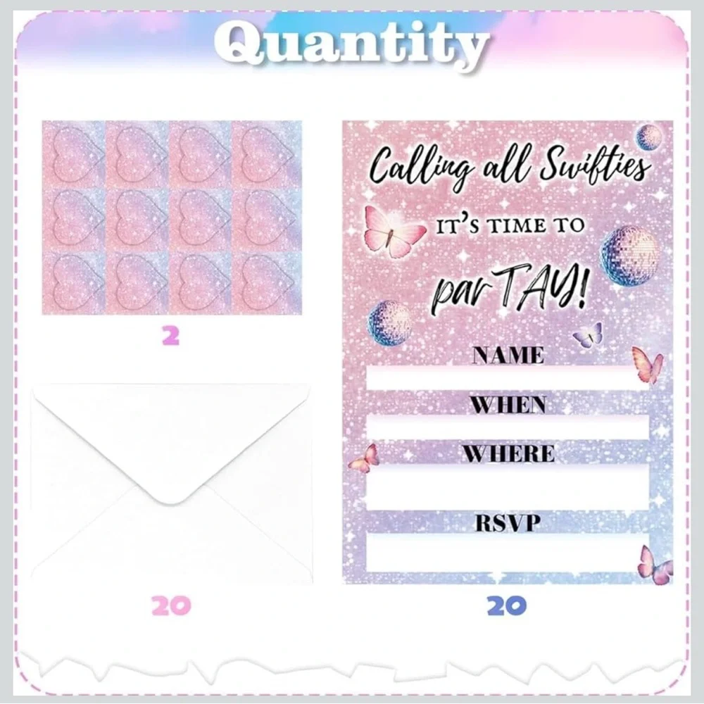 Pink‎ and Purple Party Invitation Cards